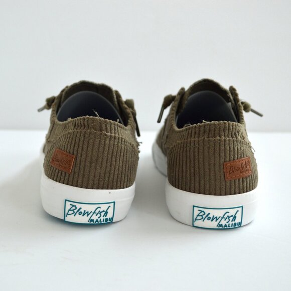 blowfish malibu casual slip sneaker shoes corduroy ribbed olive green woman new - Picture 6 of 7